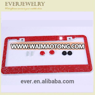 Light and sparkling red diamond car license number plate