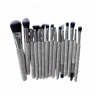 Wholesale Handle Diamond 15pcs Cute Bling Makeup Brush Set